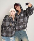 WEGO 【ユニセックス着用ITEM/MLサイズ展開】チェックロゴフードブルゾン