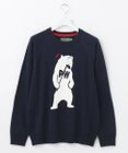 PW CIRCULUS 【MEN】【洗える】ベアスタンドモチーフ ラグランスリーブ クルーネック ニット