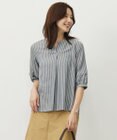 J.PRESS LADIES L 【洗える】ウォッシャブルキュプラツイル キーネック ブラウス