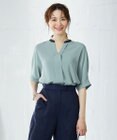 ICB 【WEB限定カラーあり・洗える】Back Satin Amunzen キーネックブラウス