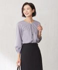 J.PRESS LADIES ストライプジャカード Vネック カットソー