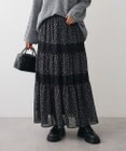 Green Parks レースドッキング花柄ティアードスカート