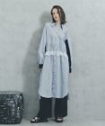 YECCA VECCA シアーMIXドロストデザインシャツワンピース