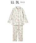 WACOAL パジャマ 長袖 長ズボン 綿混(本体) あったか ミントン 3Lまで対応 大きいサイズ レディース NDW428 /ワコール