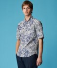 JOSEPH ABBOUD 【サスティナブルな麻混】コットンリヨセルリネンリーフプリント 半袖シャツ
