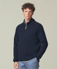 J.PRESS MEN 【Cash Lamb's Wool】畔編みハーフジップ ニット