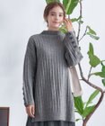 Tiaclasse L 【洗える】袖ボタンメランジニットチュニック
