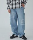WEGO 【ウエスト紐で調整】イージーペインターグラフィックデニムパンツ