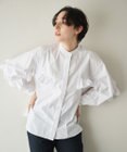 #Newans 【シワになりにくい/洗濯機可能】ラウンドフリルバンドカラーシャツ