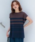 23区 【洗える】ランダムボーダー フレンチスリーブ カットソー