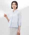 J.PRESS LADIES S 【洗える】ランダムストライプ スタンドカラー  ブラウス