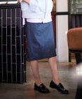 J.PRESS LADIES L 【洗える】 セルロースシャンブレー タイト ナロー スカート