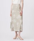 ICB L 【洗える】リネンオックスフラワープリント スカート