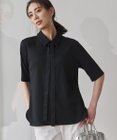 ICB L 【WEB限定カラーあり】マラボーテライトジョーゼット 半袖ボウタイ付きシャツカラートップス