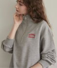 WEGO 【ANGIE VINTAGE】ワンポイント刺繍ハーフZIPスウェットプルオーバー