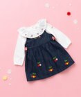 MIKI HOUSE HOT BISCUITS 【70-90cm】 さくらんぼ刺繍 ジャンパースカート＆ブラウスギフトセット【BOX付き】