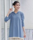 Tiaclasse L 【洗える】配色フーディーニットチュニック