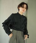 #Newans 【シワになりにくい/洗濯機可能】ラウンドフリルバンドカラーシャツ