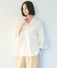 UNFILO L コットンブロード フリルネックシャツ