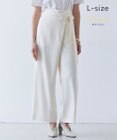 BEIGE， 【L-size】CAROLE / リネンライクラップワイドパンツ