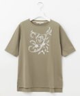 自由区 【洗える】エンブロイダリー フロントデザイン Tシャツ