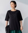 自由区 【洗える】エンブロイダリー フロントデザイン Tシャツ