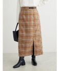 Green Parks ベルトデザインチェックＩラインスカート