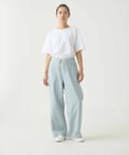 caqu color linen easy wide カラーコットンリネンウエストゴムワイドストレート