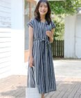 Tiaclasse 麻調前開きフレンチワンピース