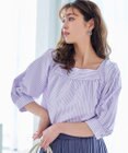 Tiaclasse L 【洗える】ストライプパフスリーブブラウス