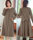 Tiaclasse L 【ウール混】ノーカラーバックリボンウールコート