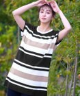 Tiaclasse L 【洗える】マルチボーダーフレンチニットチュニック