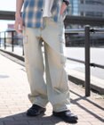 WEGO 【SMLサイズ展開/ウエスト紐】イージー3Dバレルレッグデニムカーゴパンツ