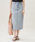自由区 L 【19号サイズまで展開・洗える】ウスカルデニムAライン スカート