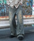 WEGO ダブルニーダメージデニムパンツ