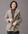 J.PRESS LADIES 【キルトピン付き】ECOLANAスライバーチェック フーデットアウター