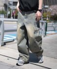 WEGO 【SMLサイズ展開/ウエスト紐】イージー3Dバレルレッグデニムカーゴパンツ