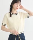 earth music&ecology バイカラーフラワージャガードニットプルオーバー