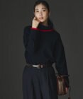 23区 L 【洗える】ウールカシミヤ コンビカラー オフタートル ニット