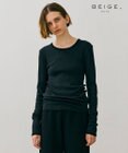 BEIGE， 【BEIGE,ecru/WEB限定・洗える】RIB TOPS /  コットンシルクロングスリーブトップス