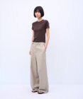 ATON WOOL SILK TWILL | タックレスワイドパンツ