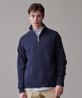 J.PRESS MEN ギマコットン ケーブルハーフジップ ニット