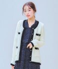 Tiaclasse L 【洗える】ミドル丈配色ノーカラーニットジャケット