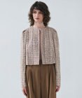 BEIGE， TEASEL / ノーカラーツイードショートジャケット