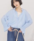 AMERICAN HOLIC スタンドフリルストライプスキッパーブラウス