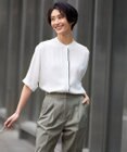 ICB L 【新色追加・接触冷感・UVケア・速乾・洗える】BackSatinAmunzen 5分袖バンドカラーブラウス