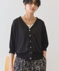 AMERICAN HOLIC 5分袖シアーVネックニットカーディガン