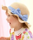 MIKI HOUSE HOT BISCUITS 【48-54cm】 麦わら風 リボン付きハット