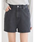 earth music&ecology フリンジロゴデニムショートパンツ