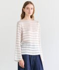 BEIGE， HAUYNITE / ボーダーシアー ボートネックブラウス